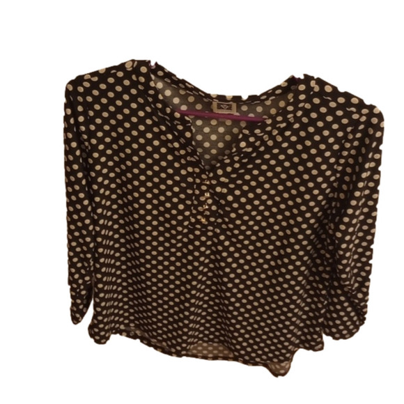 NWOT Anne Klein polka dot quarter button long sleeve blouse, size small - Picture 1 of 6